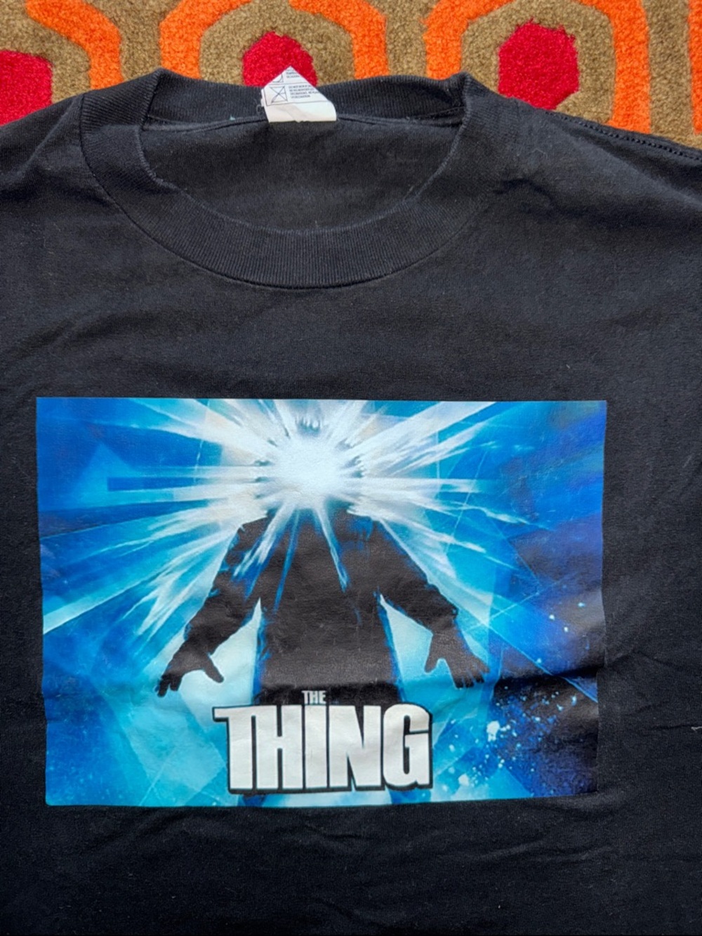 MAKE OFFER! Black "The Thing" Graphic Tee with Blue Sci‑Fi Image T-shirt Men's M